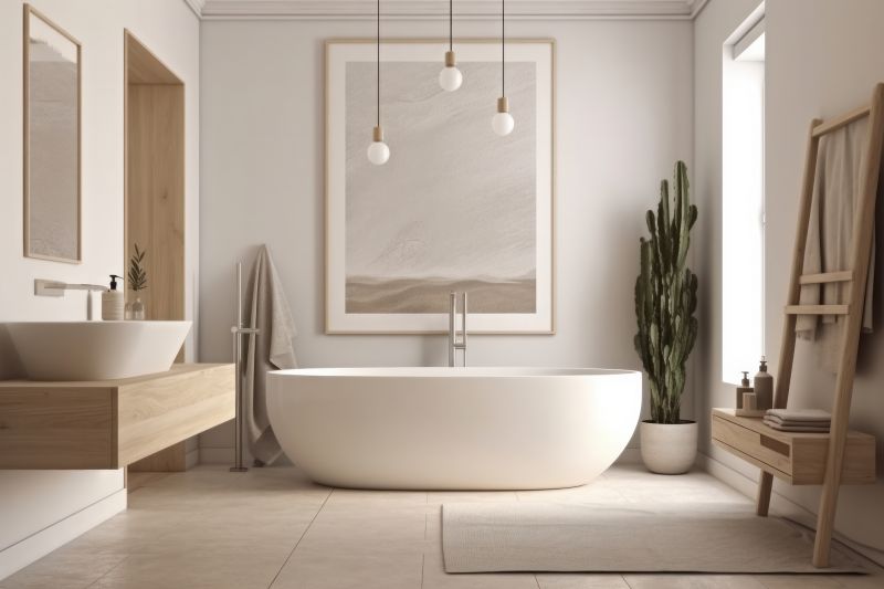 Freestanding Bathtub in a Spa-Style Bathroom